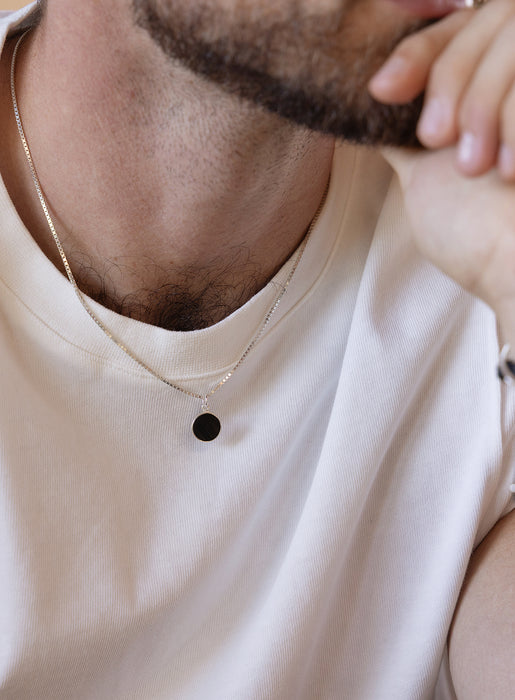 925 Sterling Silver Obsidian Gemstone Necklace for Men