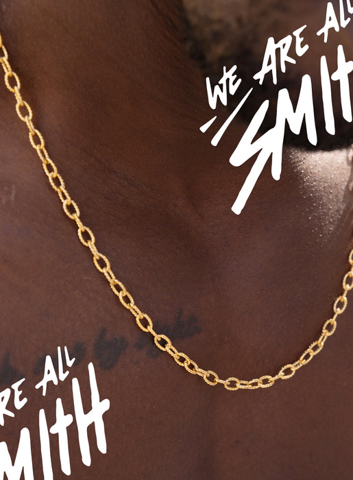 Stainless Steel Gold Plated 5mm Textured Cable Chain Necklace Necklace WE ARE ALL SMITH