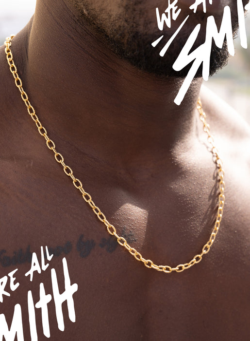 Stainless Steel Gold Plated 5mm Textured Cable Chain Necklace Necklace WE ARE ALL SMITH