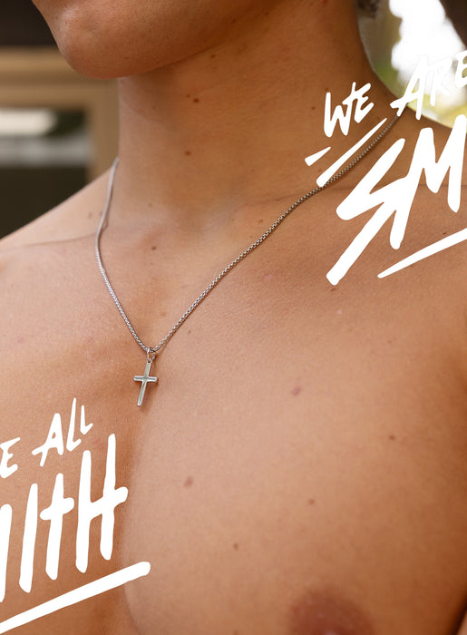 Sterling Silver Small Cross Pendant Necklace for Men (Box Chain) Jewelry WE ARE ALL SMITH: Men's Jewelry & Clothing.