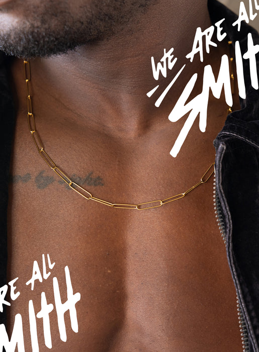 Stainless Steel Gold Plated 5mm Elongated Clip Chain Necklace Jewelry WE ARE ALL SMITH