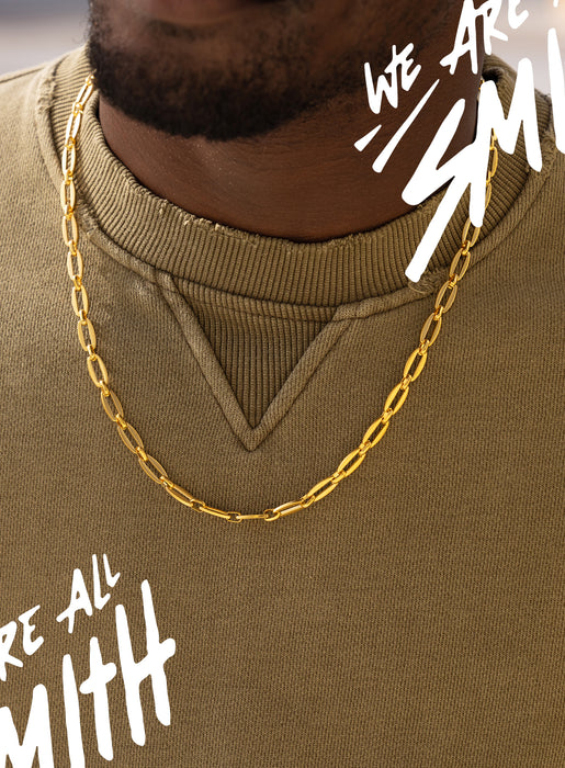 Stainless Steel Gold Plated Necklace 7mm Thick Cable Chain Necklace WE ARE ALL SMITH