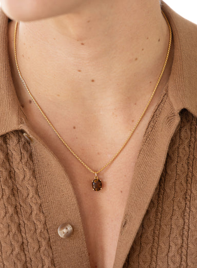 Genuine Smoky Quartz Pendant Necklace on 14k Gold Filled Chain Necklaces WE ARE ALL SMITH: Men's Jewelry & Clothing.