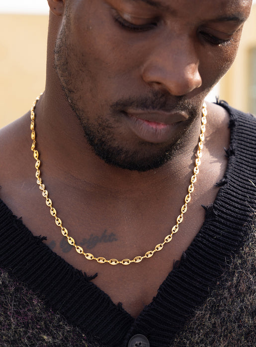 Stainless Steel Gold Plated 5mm Mariners Chain Necklace Jewelry WE ARE ALL SMITH