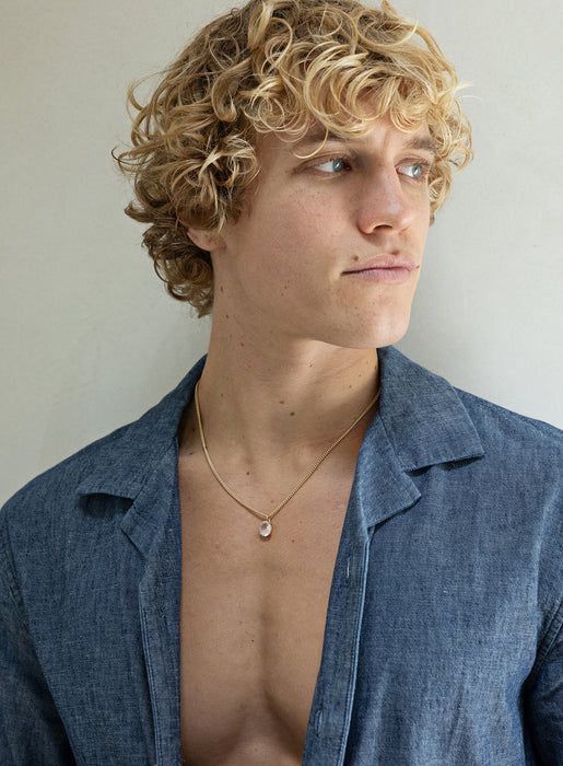 Genuine Rose Quartz Oval Gemstone Pendant Necklace Necklaces WE ARE ALL SMITH: Men's Jewelry & Clothing.