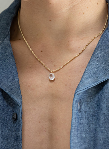 Genuine Rose Quartz Oval Gemstone Pendant Necklace Necklaces WE ARE ALL SMITH: Men's Jewelry & Clothing.