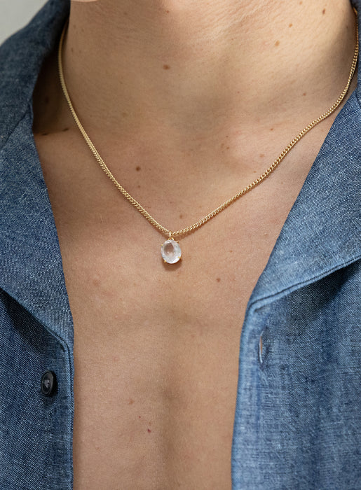 Genuine Rose Quartz Oval Gemstone Pendant Necklace Necklaces WE ARE ALL SMITH: Men's Jewelry & Clothing.