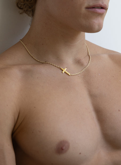 Vermeil / 14K Gold Filled Sideways Cross Necklace for Men Necklaces We Are All Smith