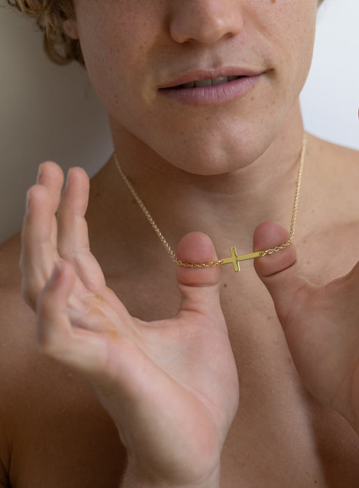 Vermeil / 14K Gold Filled Sideways Cross Necklace for Men Necklaces We Are All Smith