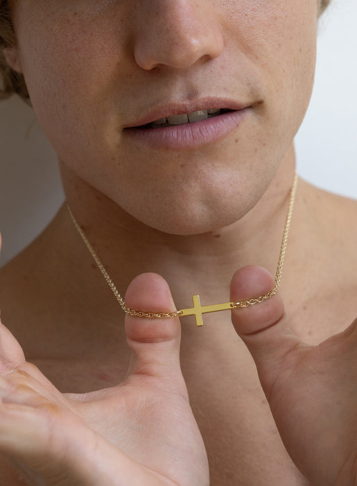 Vermeil / 14K Gold Filled Sideways Cross Necklace for Men Necklaces We Are All Smith