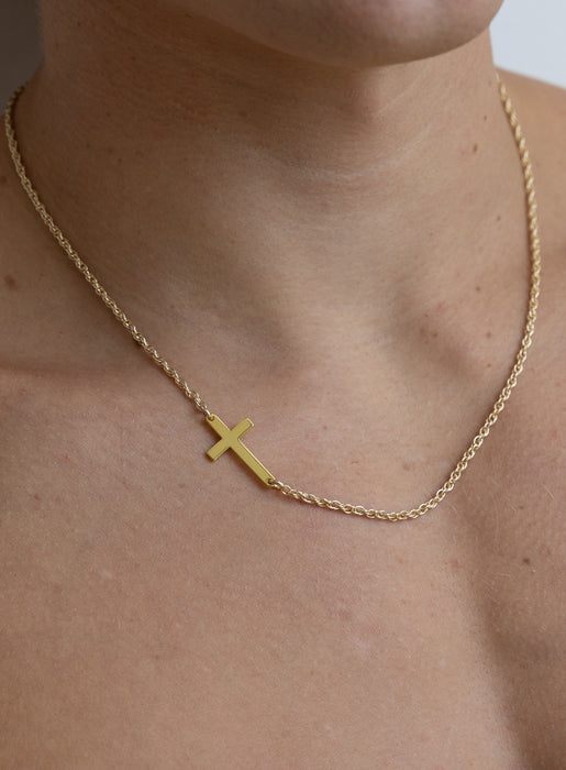 Vermeil / 14K Gold Filled Sideways Cross Necklace for Men Necklaces We Are All Smith