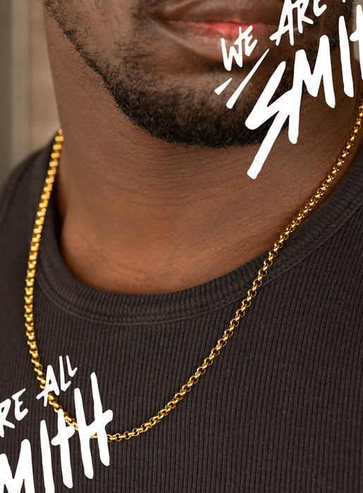 Stainless Steel Gold Plated 4mm Large Rolo Chain Necklace Jewelry WE ARE ALL SMITH