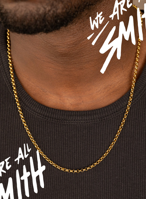 Stainless Steel Gold Plated 4mm Large Rolo Chain Necklace Jewelry WE ARE ALL SMITH