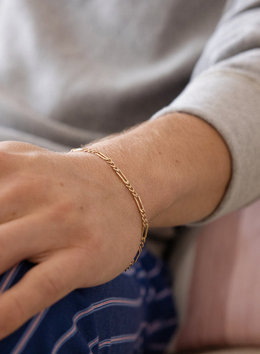 3.5mm 14K Gold Filled Figaro Chain Men's Bracelet Bracelets WE ARE ALL SMITH: Men's Jewelry & Clothing.