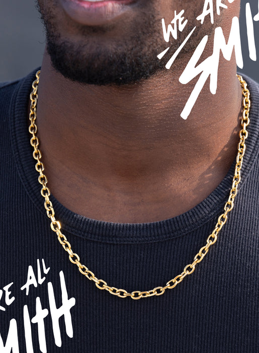 Stainless Steel Gold Plated 8mm Thick Cable Chain Necklace Jewelry WE ARE ALL SMITH