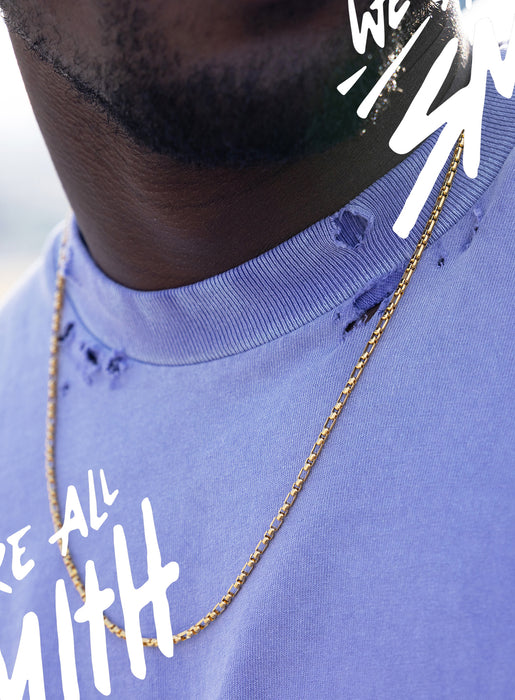 Stainless Steel Gold Plated 3mm Rounded Box 3 to 1 Links Necklace Jewelry WE ARE ALL SMITH