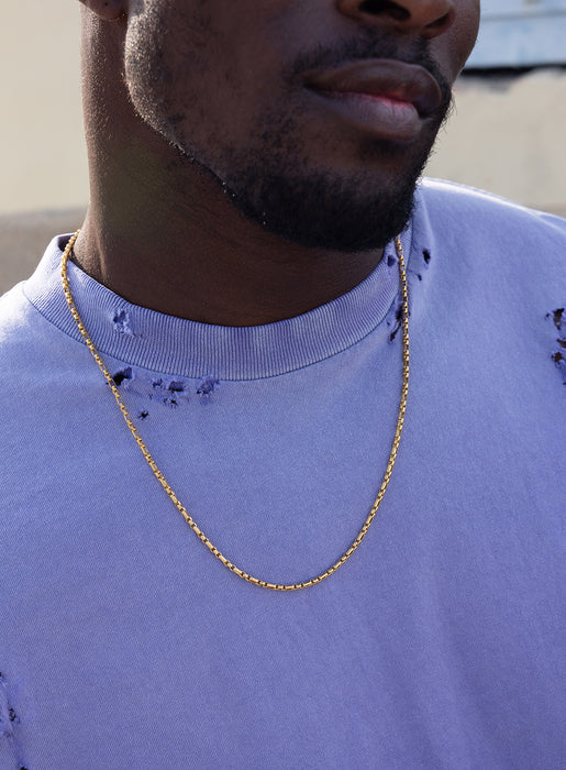 Stainless Steel Gold Plated 3mm Rounded Box 3 to 1 Links Necklace Jewelry WE ARE ALL SMITH