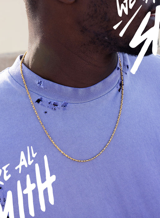 Stainless Steel Gold Plated 3mm Rounded Box 3 to 1 Links Necklace Jewelry WE ARE ALL SMITH