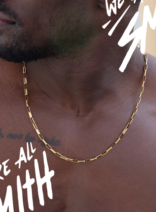 Stainless Steel Gold Plated 4.5mm Elongated Box Chain Necklace Jewelry WE ARE ALL SMITH