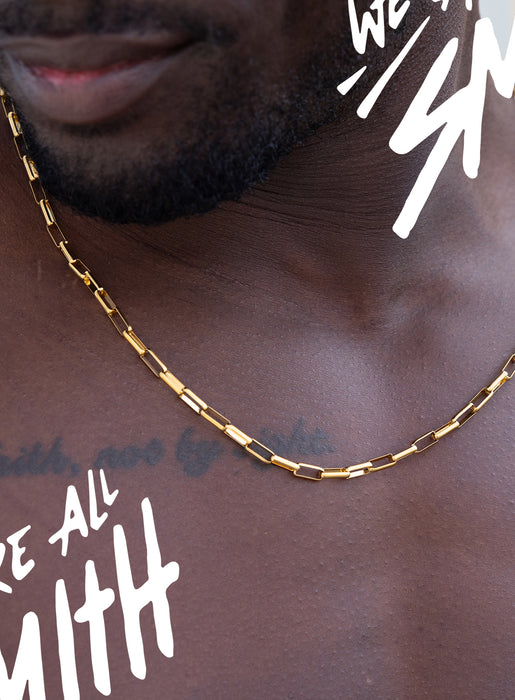 Stainless Steel Gold Plated 4.5mm Elongated Box Chain Necklace Jewelry WE ARE ALL SMITH