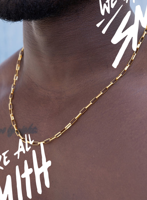 Stainless Steel Gold Plated 4.5mm Elongated Box Chain Necklace Jewelry WE ARE ALL SMITH