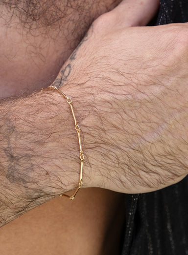 14k Gold Filled Link Bars Chain Bracelet for Men Bracelets WE ARE ALL SMITH: Men's Jewelry & Clothing.