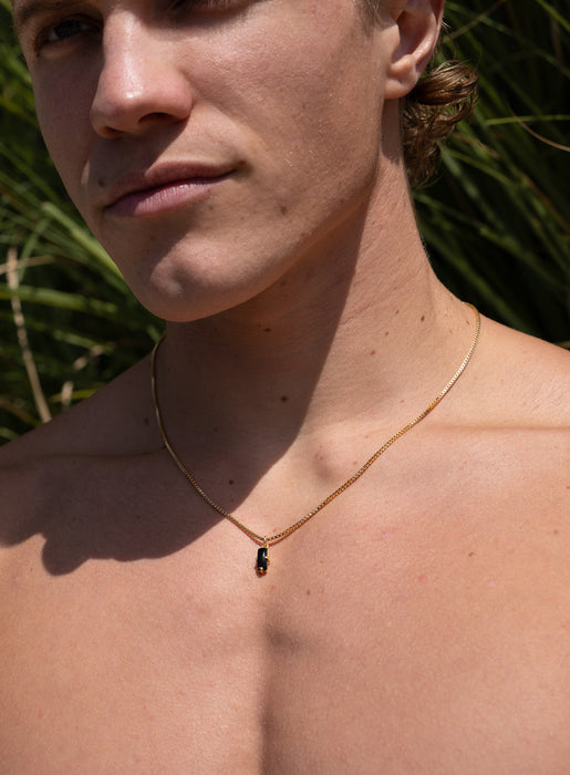 Genuine Black Onyx 14k Gold Filled Chain Necklace for Men Necklace WE ARE ALL SMITH: Men's Jewelry & Clothing.