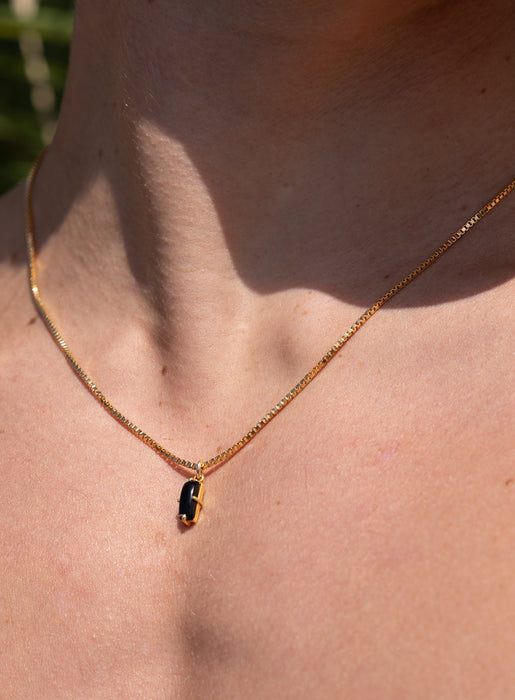 Genuine Black Onyx 14k Gold Filled Chain Necklace for Men Necklace WE ARE ALL SMITH: Men's Jewelry & Clothing.