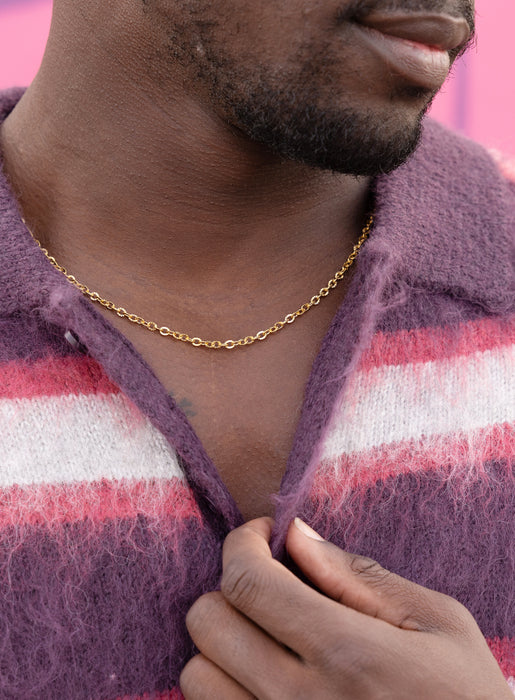 Stainless Steel Gold Plated 3mm Textured Cable Chain Necklace for Men Necklace WE ARE ALL SMITH