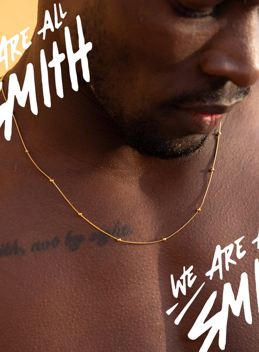 Mens Stainless Steel Gold Plated Minimalist Satellite Chain Necklace WE ARE ALL SMITH
