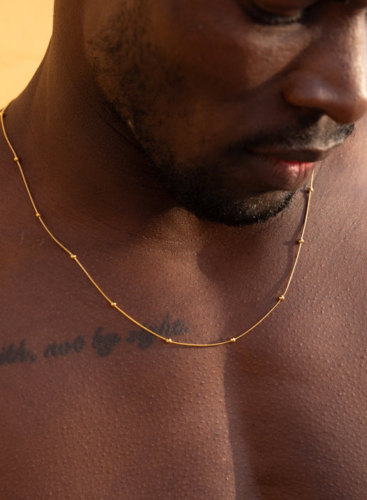 Mens Stainless Steel Gold Plated Minimalist Satellite Chain Necklace WE ARE ALL SMITH