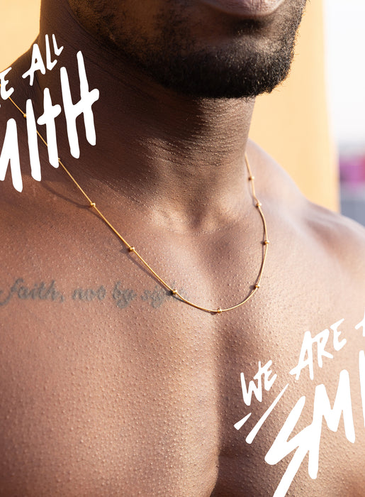 Mens Stainless Steel Gold Plated Minimalist Satellite Chain Necklace WE ARE ALL SMITH