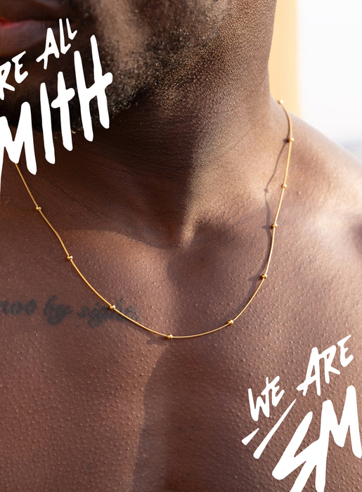 Mens Stainless Steel Gold Plated Minimalist Satellite Chain Necklace WE ARE ALL SMITH
