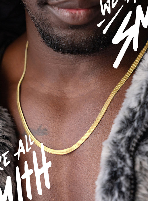 Stainless Steel Gold Plated 5mm Herringbone Chain Necklace Necklace WE ARE ALL SMITH