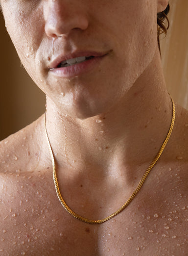 3mm Flat Curb Gold Plated Stainless Steel Chain Necklace Jewelry WE ARE ALL SMITH