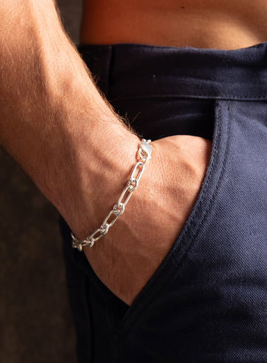925 Sterling Silver Chunky 1 to 1 Cable Chain Bracelet Bracelets WE ARE ALL SMITH: Men's Jewelry & Clothing.
