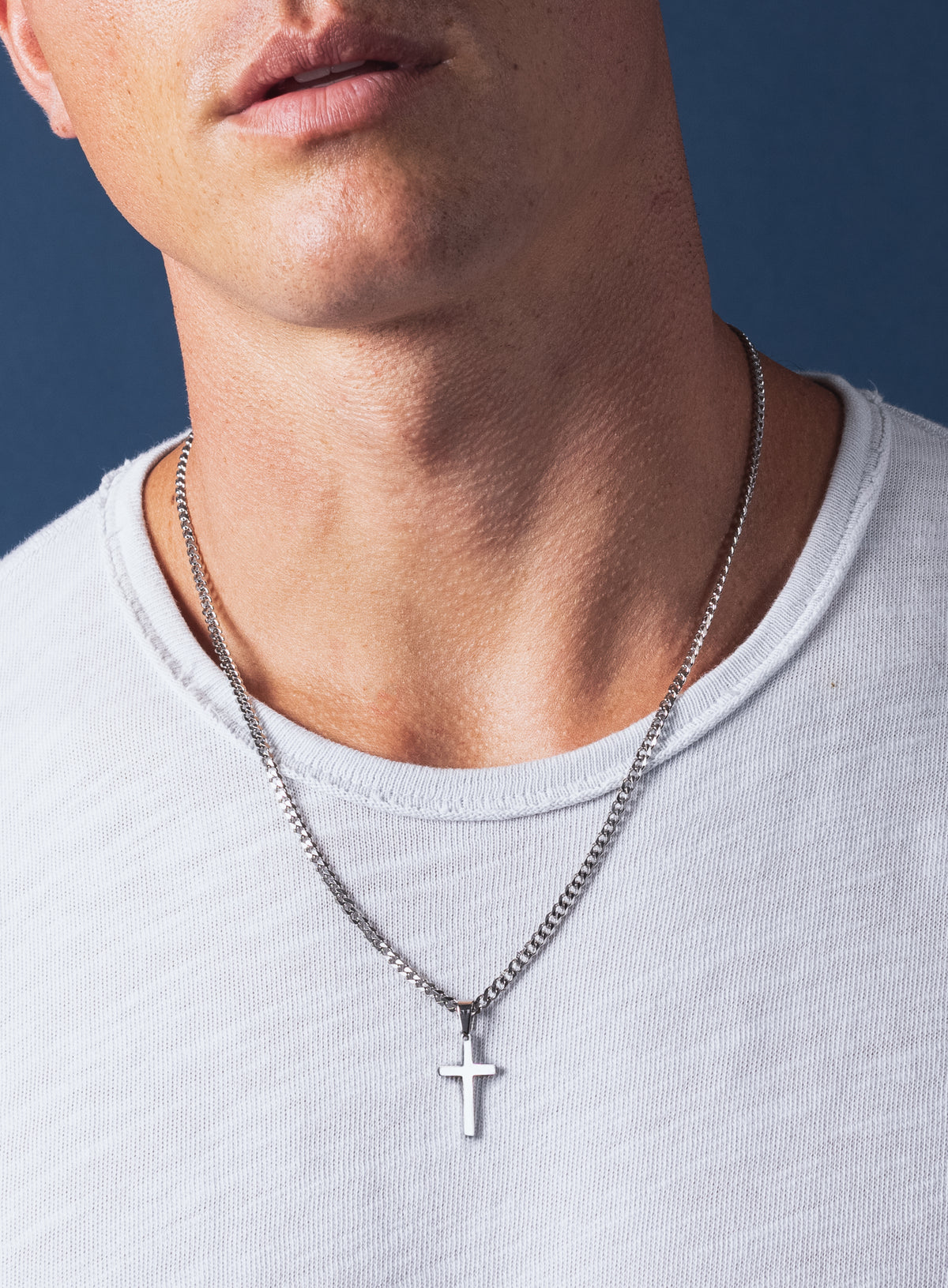 Waterproof Silver Cross Necklace for Men