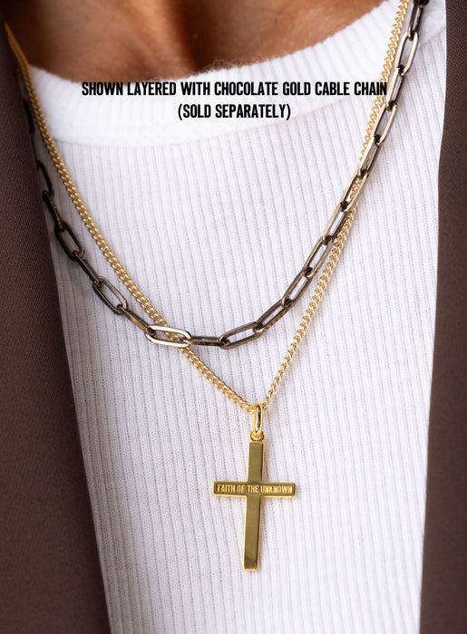 FAITH OF THE UNKNOWN Vermeil Gold Cross on 14k Gold Filled Curb Chain Necklaces We Are All Smith