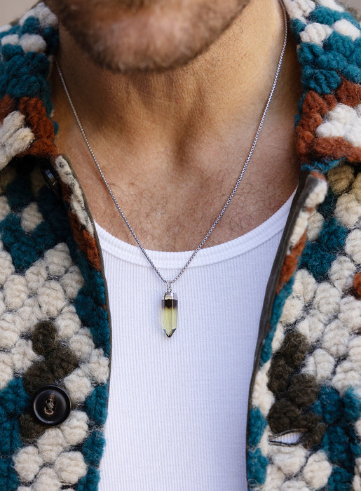 925 Sterling Silver Lemon Quartz Point Pendant Necklace (limited edition) Necklaces WE ARE ALL SMITH: Men's Jewelry & Clothing.