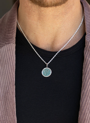 925 Sterling Silver Light Blue Enamel Saint Christopher Pendant Necklace Necklace WE ARE ALL SMITH: Men's Jewelry & Clothing.