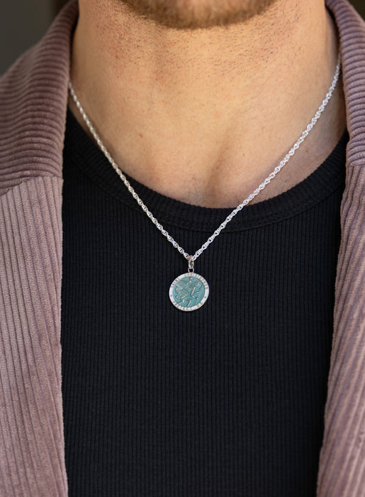 925 Sterling Silver Light Blue Enamel Saint Christopher Pendant Necklace Necklace WE ARE ALL SMITH: Men's Jewelry & Clothing.