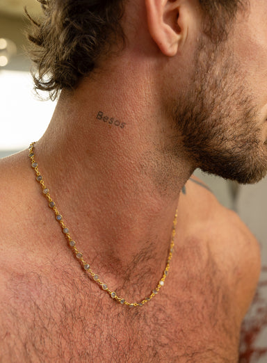 14k Gold Plated Labradorite Chain Necklace for Men Necklaces WE ARE ALL SMITH