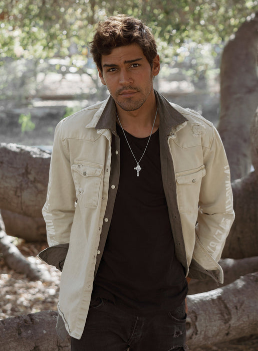 Sterling Silver Cross Mary Medal Necklace for