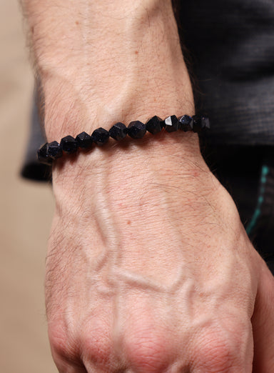 Blue Goldstone and Sterling Silver Men's Bead Bracelet Bracelets WE ARE ALL SMITH: Men's Jewelry & Clothing.   