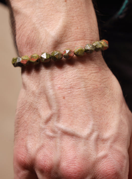 Unakite Gemstone Bead Bracelet for Men Bracelets WE ARE ALL SMITH: Men's Jewelry & Clothing.   