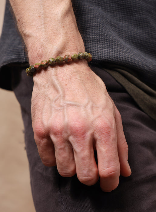 Unakite Gemstone Bead Bracelet for Men Bracelets WE ARE ALL SMITH: Men's Jewelry & Clothing.   