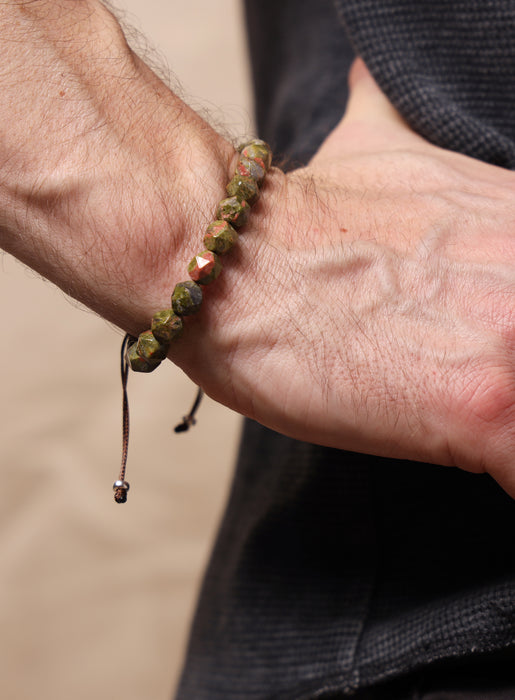 Unakite Gemstone Bead Bracelet for Men Bracelets WE ARE ALL SMITH: Men's Jewelry & Clothing.   