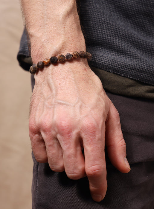 Chocolate Sunstone and Sterling Silver Men's Bead Bracelet Bracelets WE ARE ALL SMITH: Men's Jewelry & Clothing.   