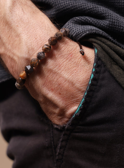 Chocolate Sunstone and Sterling Silver Men's Bead Bracelet Bracelets WE ARE ALL SMITH: Men's Jewelry & Clothing.   