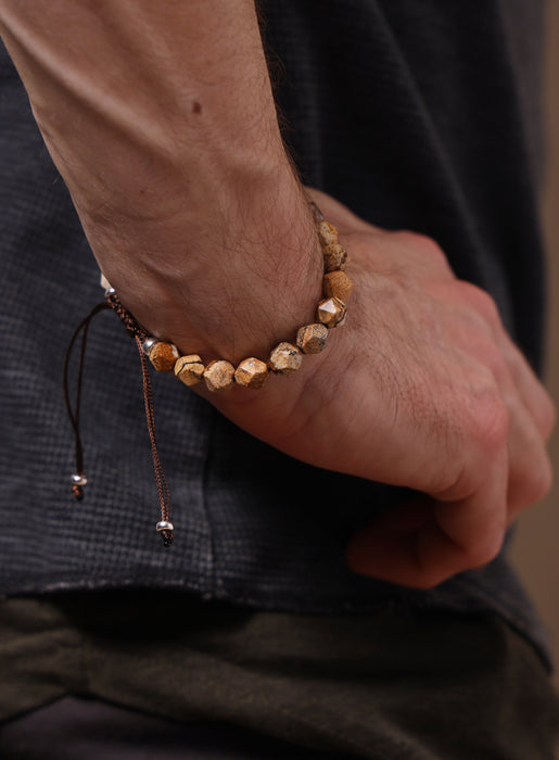 Sterling Silver and Picture Jasper Bead Bracelet for Men Bracelets WE ARE ALL SMITH: Men's Jewelry & Clothing.   